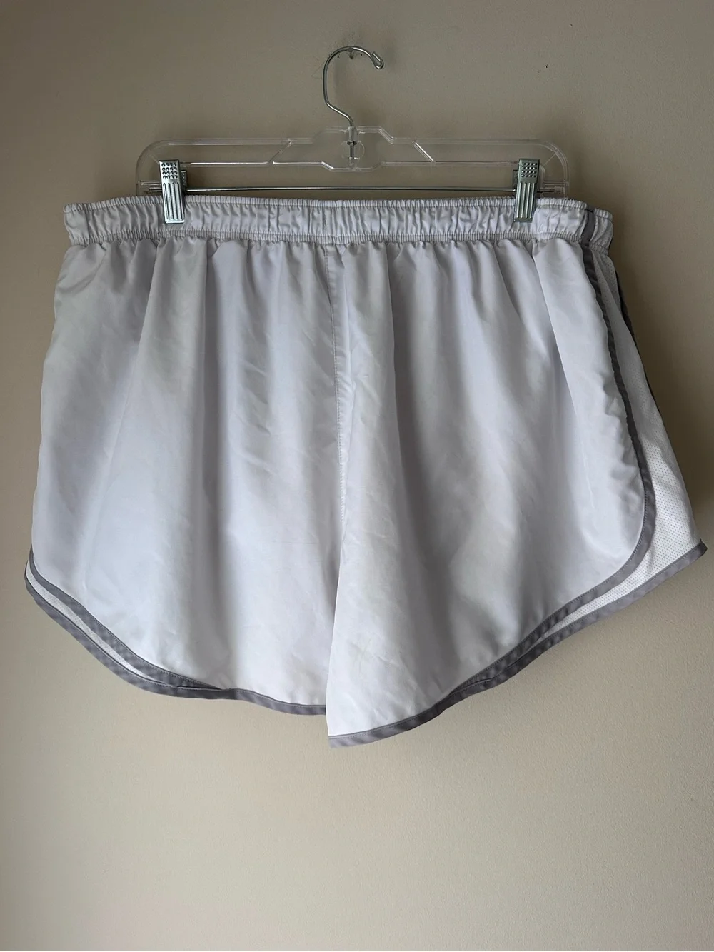 Nike White Women's Athletic Shorts with Gray Trim